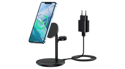 Stație de &amp;icirc;ncărcare wireless magnetică 3 &amp;icirc;n 1 Choetech T585-F pentru seria iPhone 12/13/14, AirPods Pro și &amp;icirc;ncărcător iwatch negru foto