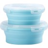 Caserole rotunde 2 buc set, pliabile eMazing din silicon rezistent la temperaturi &icirc;nalte, capacitate 500 și 800 ml, culoare albastră, potrivite pentru
