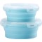Caserole rotunde 2 buc set, pliabile eMazing din silicon rezistent la temperaturi &icirc;nalte, capacitate 500 și 800 ml, culoare albastră, potrivite pentru