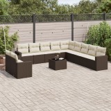 Gossi set canapele de gradina cu perne, 12 piese, maro, poliratan