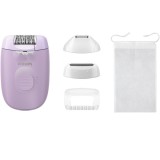 Epilator cu fir BRE257/00, Seria 4000, + 4 accesorii, Cu lumina LED, 2 viteze, Mov, Philips