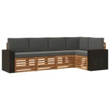 vidaXL Set canapea sectională cu pernă 5 pcs Natural și Antracit 3384363