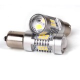 Cumpara ieftin Set 2 becuri auto LED cu lupa 1156 BA15S P21W, BZRSH , cu 27 de LED-uri, Alb rece, 6000K, IPF