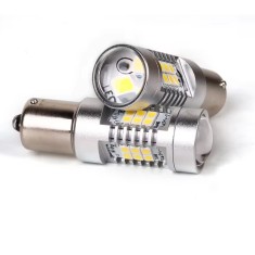 Set 2 becuri auto LED cu lupa 1156 BA15S P21W, BZRSH , cu 27 de LED-uri, Alb rece, 6000K