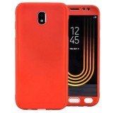 Husa 360 Full Cover + Folie Sticla Samsung Galaxy J5 2017, Rosu, Protectie Completa