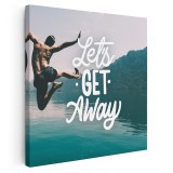 Tablou mesaj motivational pentru relaxare, albastru, maro 1164 Tablou canvas pe panza CU RAMA 80x80 cm