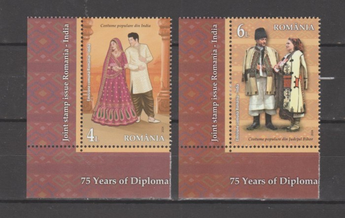 ROMANIA 2024 - EMISIUNE COMUNA ROMANIA INDIA - SERIE 2 timbre LP.2484