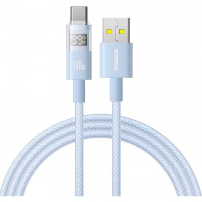 Cablu Date si Incarcare USB-A - USB-C Baseus Display 2, 100W, 2m, Albastru P10382701311-01 foto
