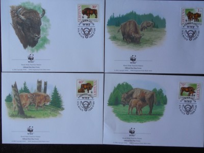 Lituania-WWF,FDC zimbri-set complet foto