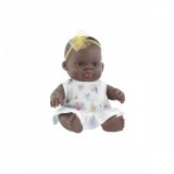 Papusa bebelus fetita africana 21 cm in rochita, corp parfumat, colectia My Friends and Me, MINILAND