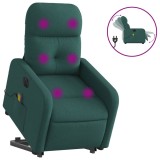 Cumpara ieftin Fotoliu electric masaj rabatabil / ridicare verde inchis textil
