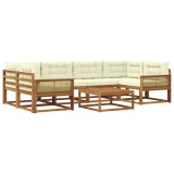 vidaXL Set de canapele de exterior cu pernă 7 pcs Natural și Crem 3382388
