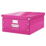 Cutie depozitare cu capac carton laminat pliabila cu capac 360 x 200 x 480 mm Leitz WOW Click&amp;Store roz