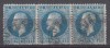ROMANIA 1872 LP 38 d REGELE CAROL I PARIS VALOAREA 10 BANI ALBASTRU STRAIF 3 TIMBRE STAMPILAT BUCURESTI