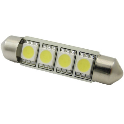 Bec Led Sofit 42MM 4 SMD 5050 12V Rosu Cod PT72 130618-12 foto