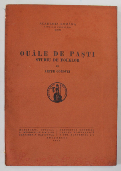 OUALE DE PASTI . STUDIU DE FOLKLOR de ARTUR GOROVEI (1937)