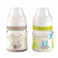 Set 2 biberoane sticla gat larg 120ml - Thermobaby foto