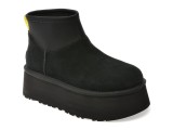 Ghete UGG negre, CLASSIC MINI DIPPER, din piele intoarsa