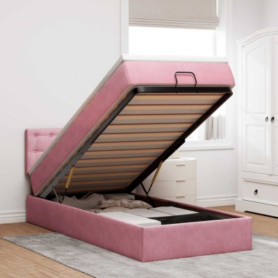 vidaXL Cadru de pat otoman cu saltea, catifea roz 80x200cm 3311884 foto