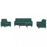 vidaXL Set de canapele cu perne, 4 piese, verde &icirc;nchis, catifea