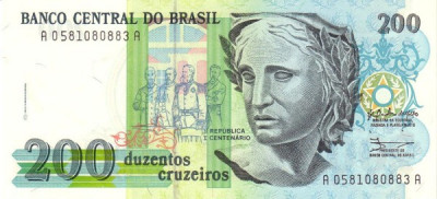 Brazilia 200 Cruzeiros ND (1990) - P-229 UNC !!! foto