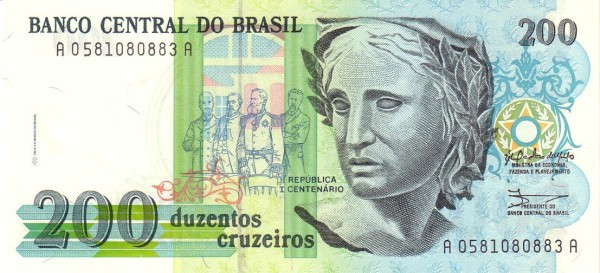 Brazilia 200 Cruzeiros ND (1990) - P-229 UNC !!!