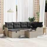 VidaXL Set de canapele pentru grădină 7 pcs Gri deschis Rattan poli