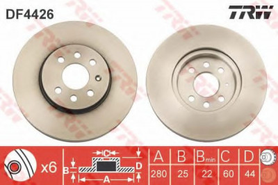 Disc frana OPEL ASTRA H GTC (L08) (2005 - 2016) TRW DF4426 foto