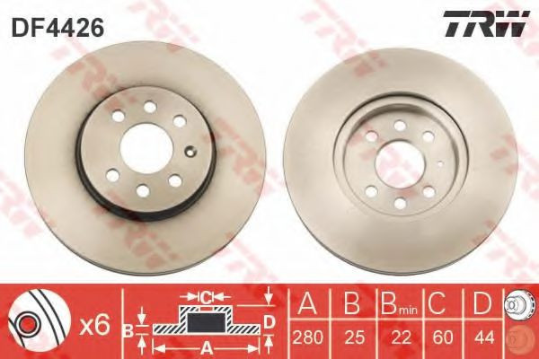 Disc frana OPEL COMBO Combi (2001 - 2016) TRW DF4426