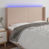 VidaXL Tăblie de pat cu LED, cappuccino, 183x16x118/128 cm, piele eco