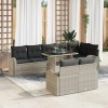 VidaXL Set de canapele pentru grădină cu pernă 9 pcs Gri deschis 3348668