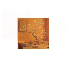 Copac Decorativ Argintiu cu 108 Becuri LED, tip veioza, alimentare usb sau baterii, 12x50cm