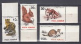 ROMANIA 1993 FAUNA PROTEJATA LP 1318 VALORILE 10 LEI 20 LEI 30 LEI 150 LEI HARTIE ALBA CU FILIGRAN STARE MNH