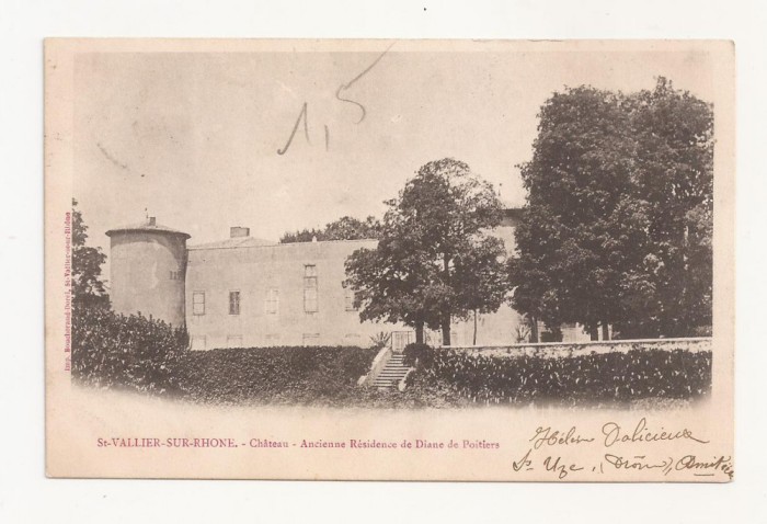 FV5-Carte Postala- FRANTA- St Vallier sur Rhone , circulata 1902