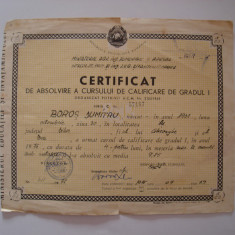Certificat de absolvire a cursului de calificare de gradul I, 1975
