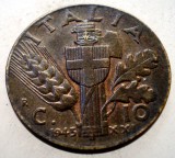 1.646 ITALIA WWII VITTORIO EMANUELE III 10 CENTESIMI 1943 R XF, Europa, Bronz-Aluminiu