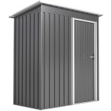 Outsunny Adăpost Unelte cu Acoperiș &Icirc;nclinat și Ușă Glisantă, din Oțel și PP, 163x89x182 cm, Gri Deschis | Aosom Romania