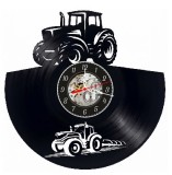 Ceas de Perete Vinil Agricultura Tractor Plug Decorativ Negru 30cm Cadou Fermieri Mecanism Silentios