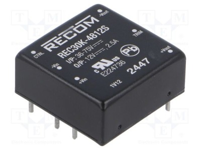 Convertor DC/DC 30W 36-75V la 12V RECOM REC30K foto