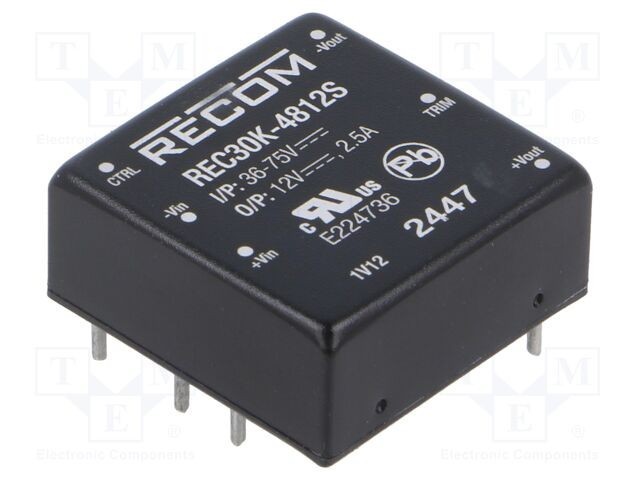 Convertor DC/DC 30W 36-75V la 12V RECOM REC30K