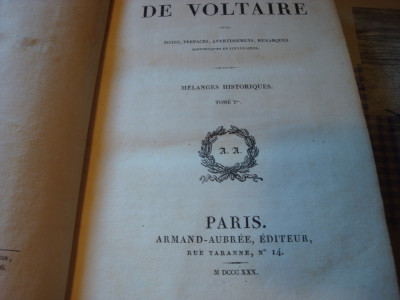 Voltaire -Opere - 1830- in franceza - vol 21 foto