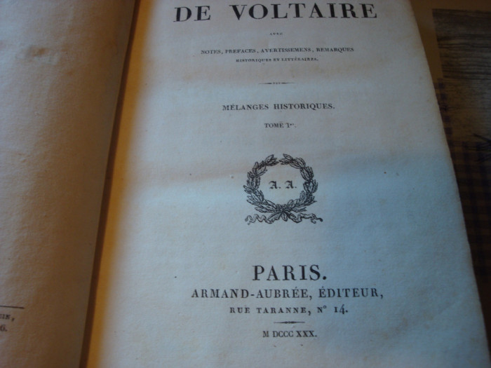 Voltaire -Opere - 1830- in franceza - vol 21