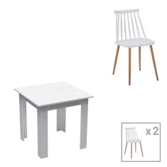 Set masa si scaune 3 piese Manka I-Aurora I Alb 80x80x77 cm