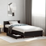 VidaXL Cadru de pat cu sertare, negru, 90x200 cm, lemn prelucrat
