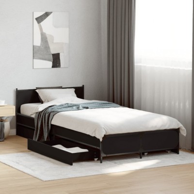 vidaXL Cadru de pat cu sertare, negru, 90x200 cm, lemn prelucrat 3279967 foto