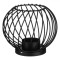 Suport Metalic Lumanare, Sfera, Dungi Laterale, Negru, 12x10.5cm
