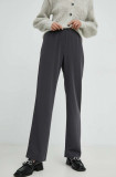 Samsoe Samsoe pantaloni femei, culoarea negru, drept, high waist