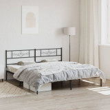 VidaXL Cadru de pat metalic cu tăblie, negru, 200x200 cm