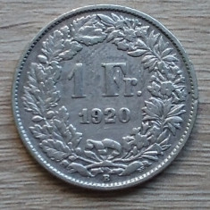 Moneda argint 1 franc 1920 Elveția