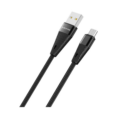 Cablu Date si Incarcare USB la MicroUSB Borofone Pineapple BU10, 1.2 m, 2.4A, Negru foto
